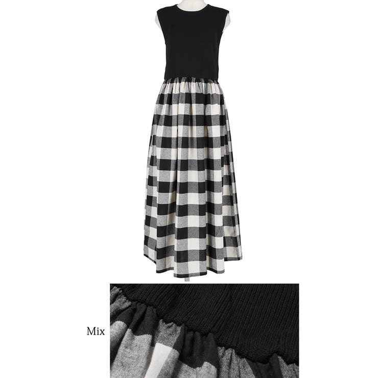 新品シーバイクロエチェックドッキングワンピースコットンニットシャツブラック黒白 新品シーバイクロエチェックドッキングワンピースコットンニット