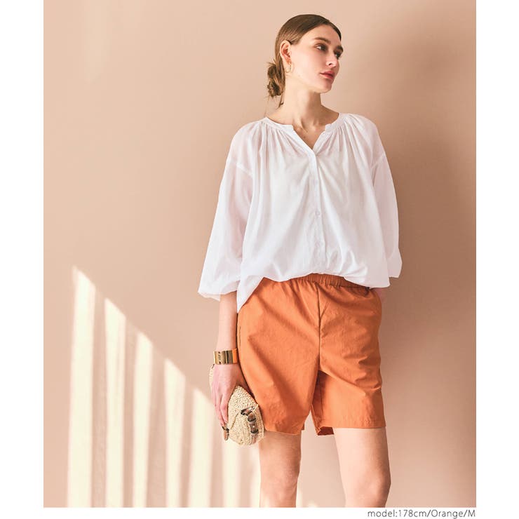 ライトcanvas ギャザーショートパンツ　M 組曲（KUMIKYOKU） パンツ 「新色追加・ウエスト調整可」ギャザー