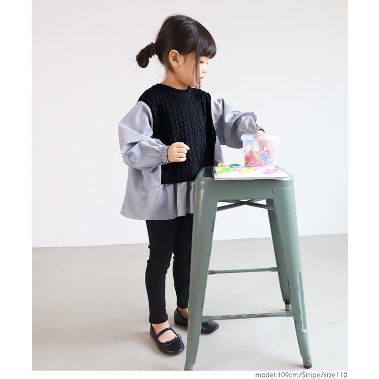 子供服 ドッキングブラウス ニット[品番：PA000011965]｜coca
