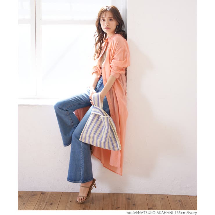 可愛いフォルム★話題沸騰PARFOIS★ジュートショッパーバッグL ストライプジュートショッパーバッグ[品番：PA000012284]｜coca