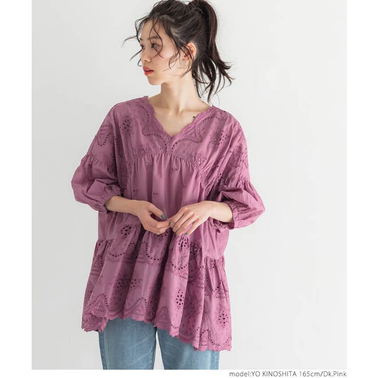 お歳暮ならオンライン スカラップレースVネックチュニック[品番：PA000012397]｜coca ワンピース