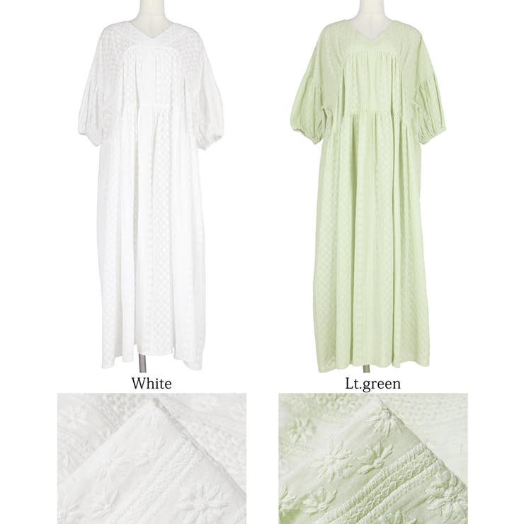 エンブロイダリーVネックワンピース[品番：PA000012409]｜coca