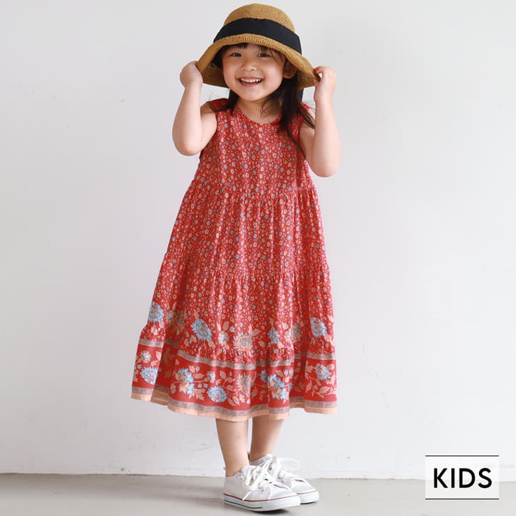 キッズ 小花柄ティアードワンピース[品番：PA000012635]｜coca