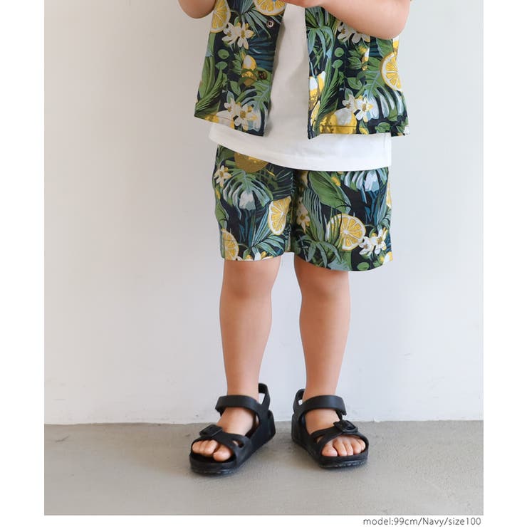 PEARLYGATESレモン柄 イエローポロシャツとレモン柄ショートパンツセット PEARLYGATESレモン柄 イエローポロシャツとレモン柄ショート