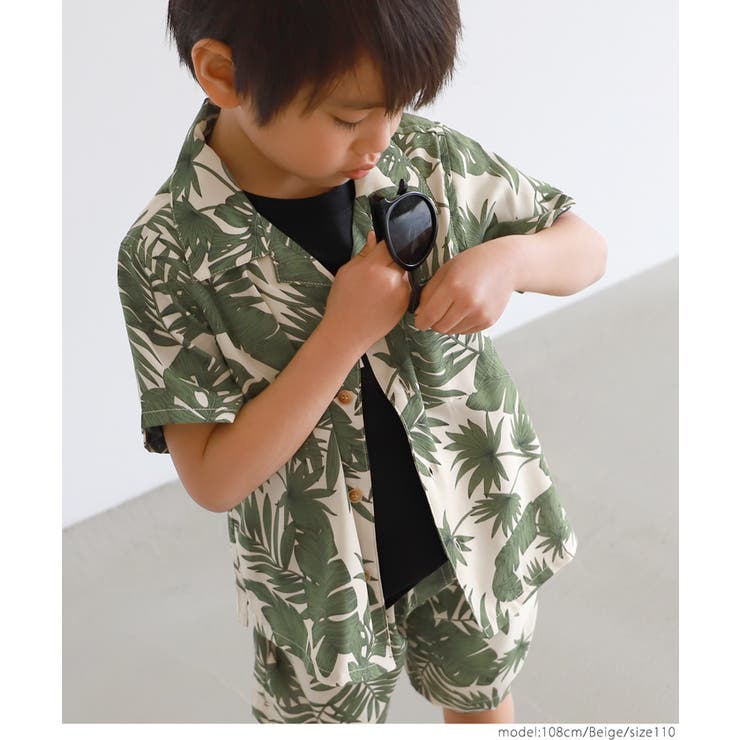 キッズ 親子お揃いリーフ柄リゾートアロハシャツ | coca | 詳細画像12 