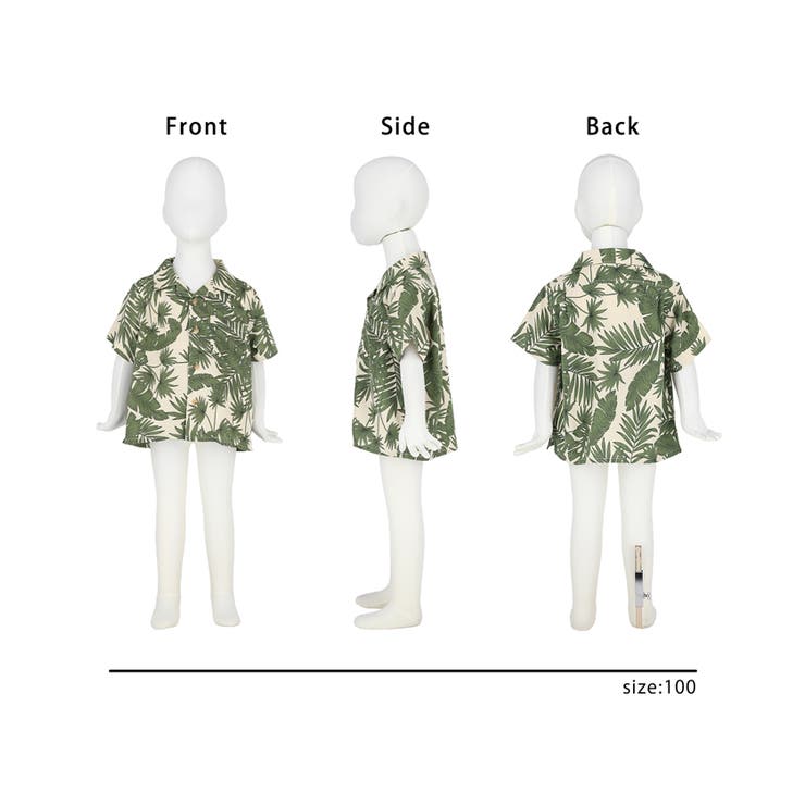 キッズ 親子お揃いリーフ柄リゾートアロハシャツ | coca | 詳細画像14 