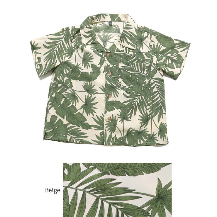 キッズ 親子お揃いリーフ柄リゾートアロハシャツ | coca | 詳細画像16 