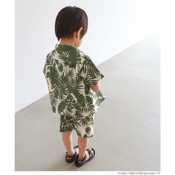 キッズ 親子お揃いリーフ柄リゾートアロハシャツ | coca | 詳細画像10 