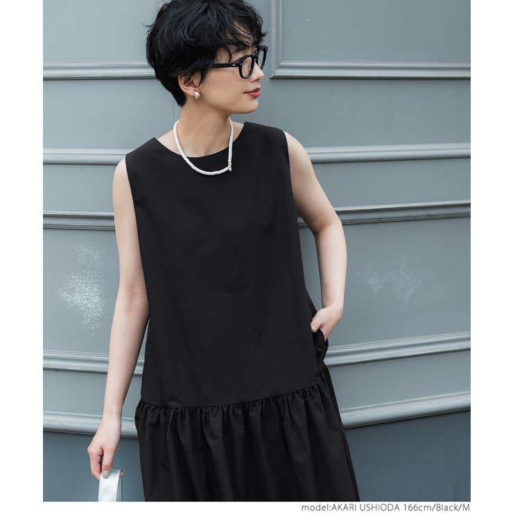 ARCHIVIO ブラック ノースリーブ ワンピース&サンバイザーΩ