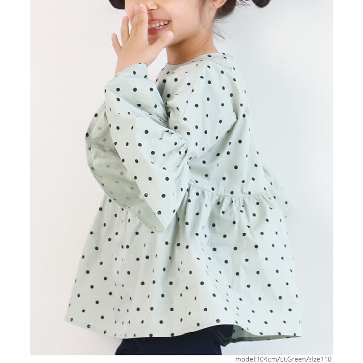 キッズ ドット袖フリルウエスト切り替え5分袖トップス[品番：PA000013254]｜coca（コカ）のキッズ ファッション通販｜SHOPLIST（ショップリスト）
