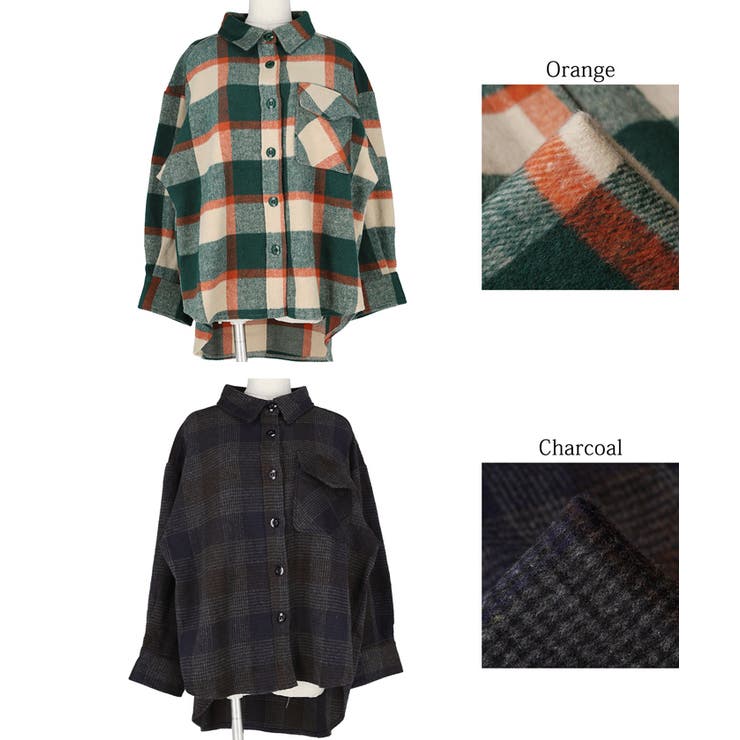 起毛チェック柄ビッグシャツ | coca | 詳細画像18 