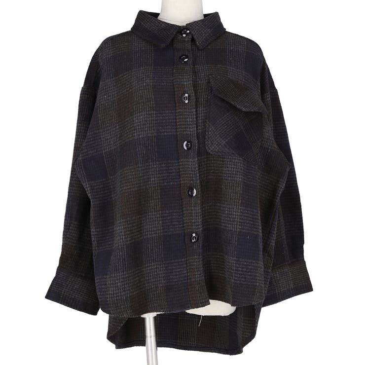 起毛チェック柄ビッグシャツ | coca | 詳細画像3 