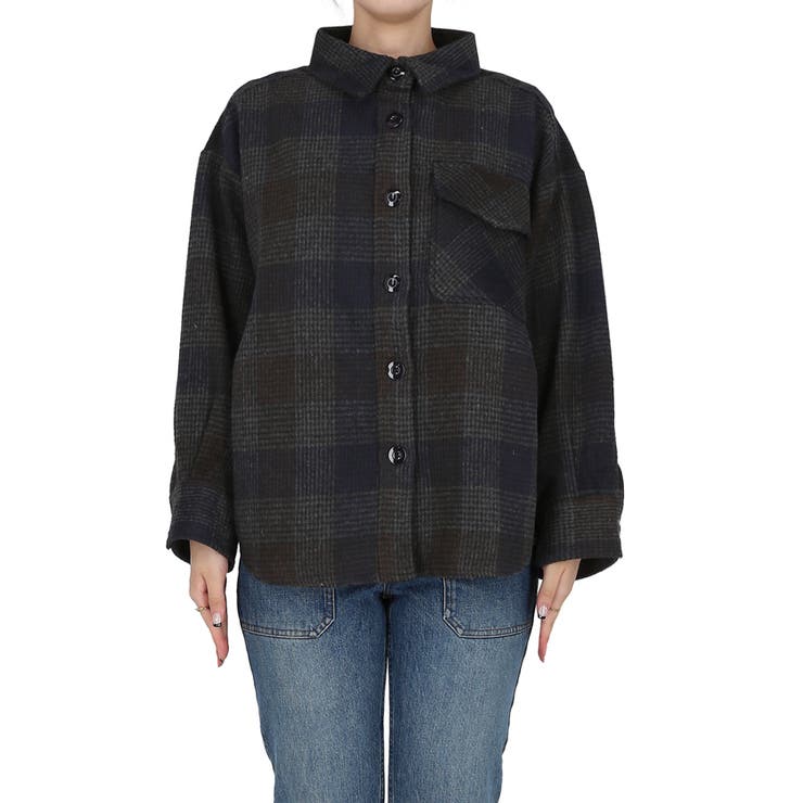 起毛チェック柄ビッグシャツ | coca | 詳細画像4 