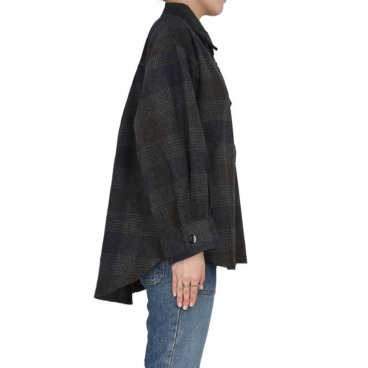 起毛チェック柄ビッグシャツ | coca | 詳細画像5 