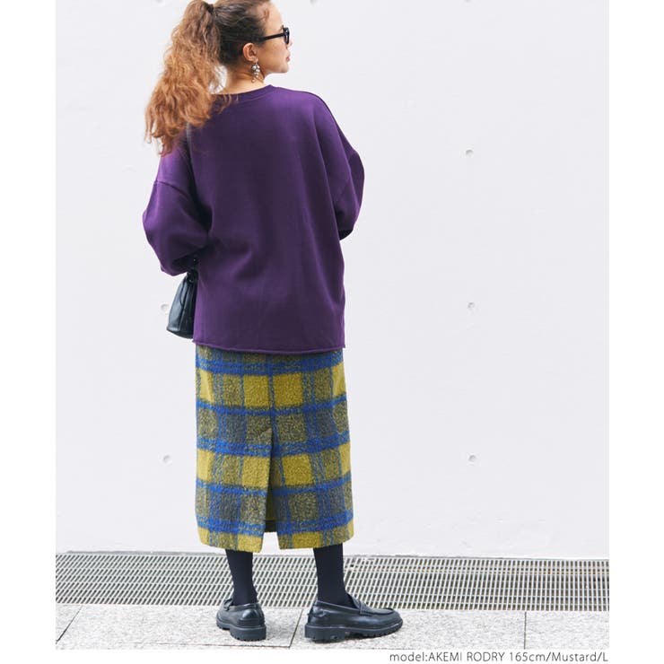 シャギータータンチェックバックスリットスカート[品番