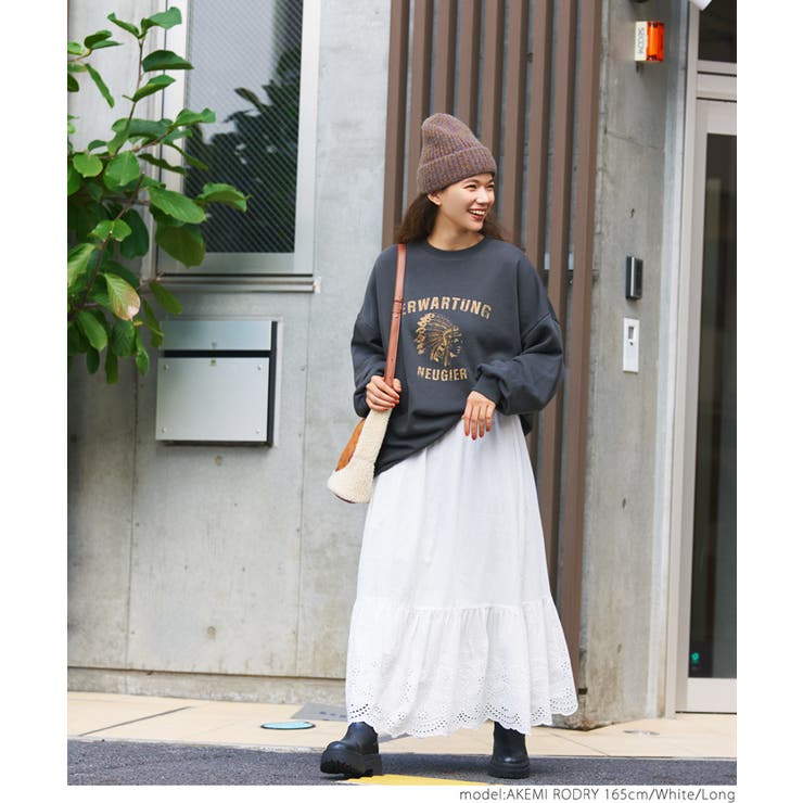 コットンフラワー柄裾刺繍スカート[品番：PA000013371]｜coca