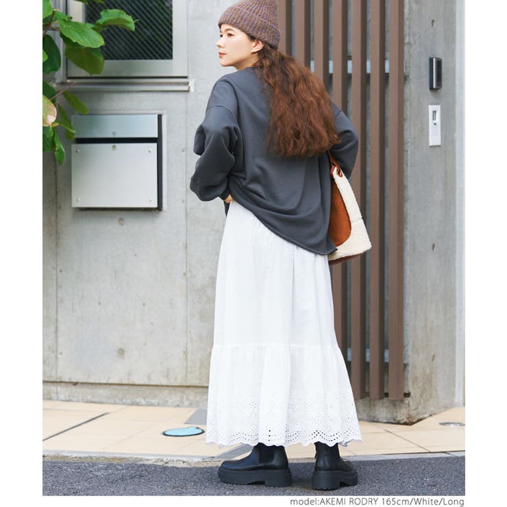 コットンフラワー柄裾刺繍スカート[品番：PA000013371]｜coca