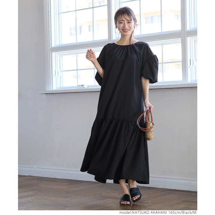 袖ボリュームバックリボンワンピース[品番：PA000015687]｜coca（コカ