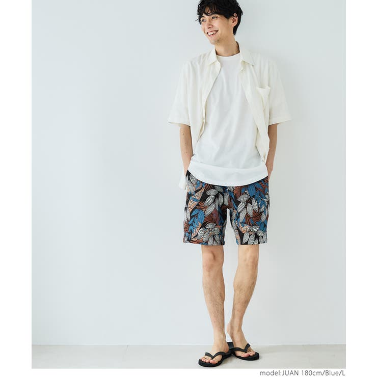 メンズゴブラン織リーフ柄ショートパンツ | coca | 詳細画像9 