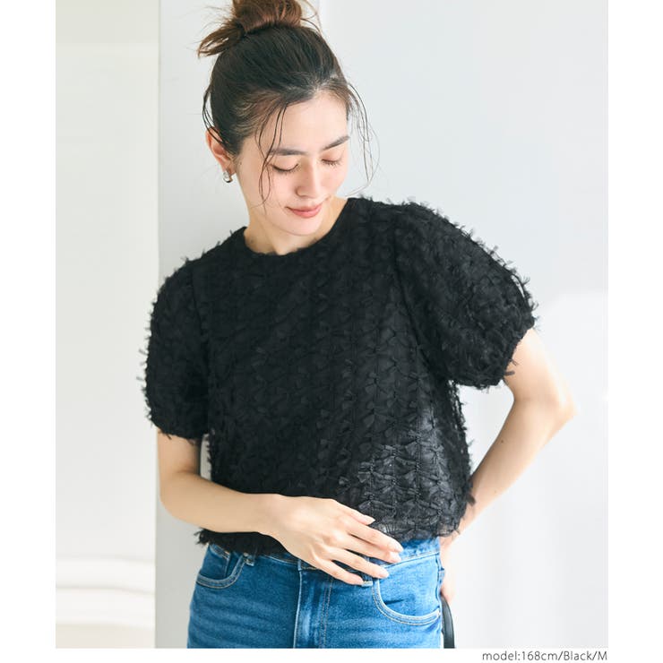 ［Black］ | リボンチュールブラウス レディース | coca