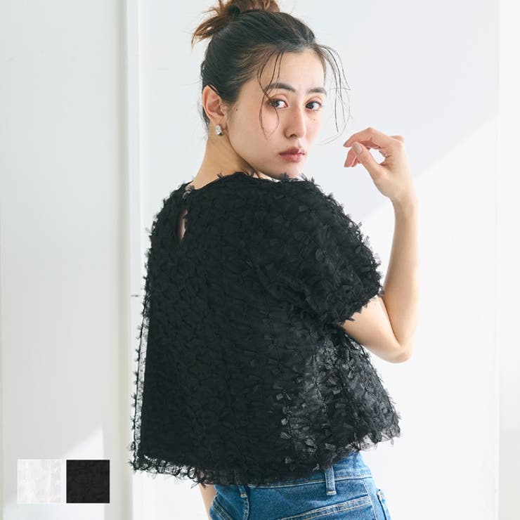 リボンチュールブラウス レディース | coca | 詳細画像1 