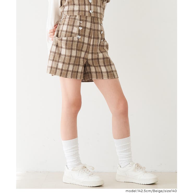 ［Beige］ | ハートボタンチェックショーパン | coca