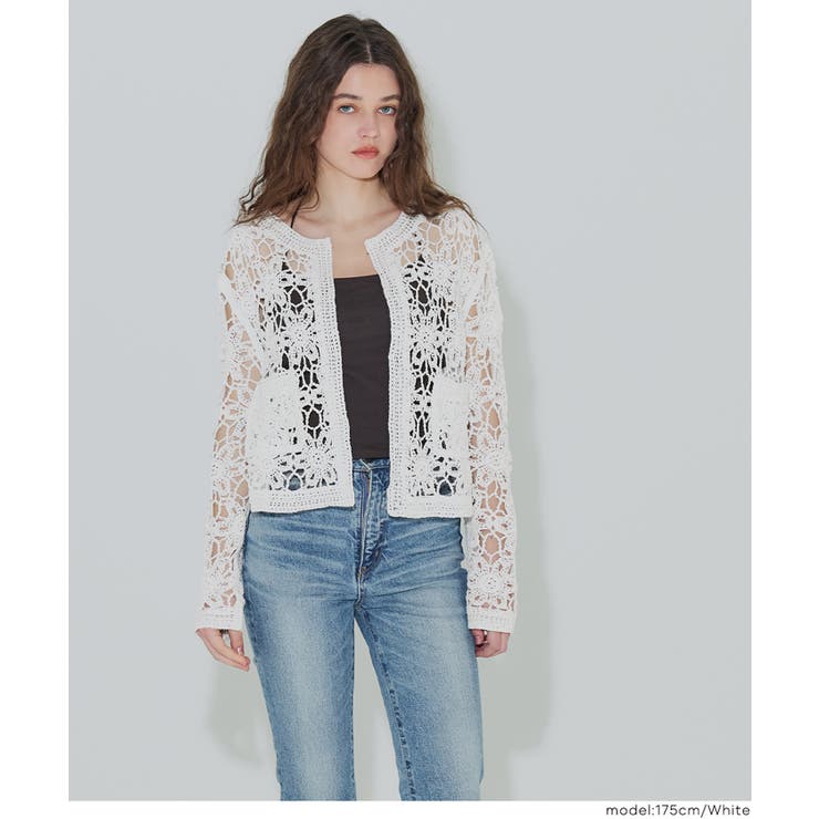 鍵編みノーカラーカーディガン レディース | coca | 詳細画像11 