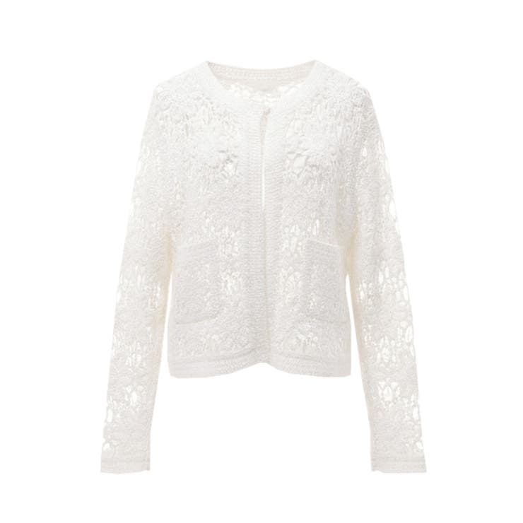 鍵編みノーカラーカーディガン レディース | coca | 詳細画像2 