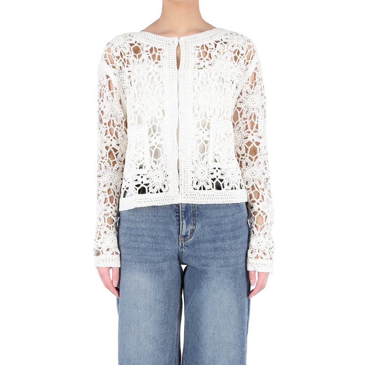 鍵編みノーカラーカーディガン レディース | coca | 詳細画像3 