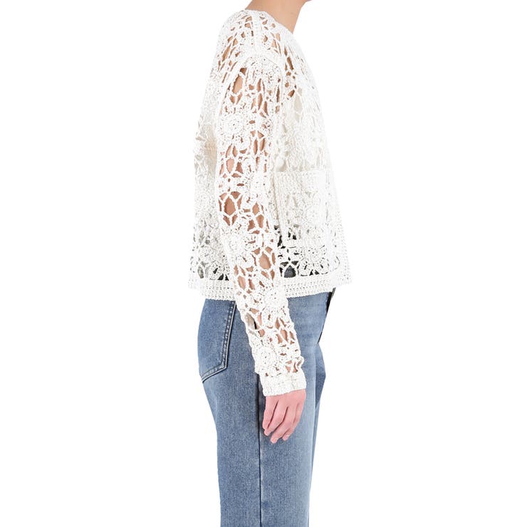 鍵編みノーカラーカーディガン レディース | coca | 詳細画像4 