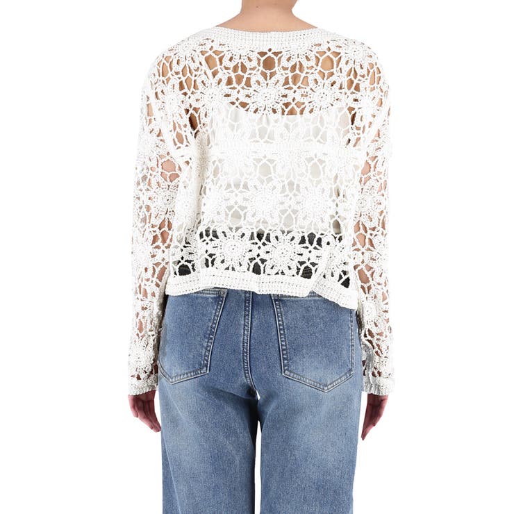 鍵編みノーカラーカーディガン レディース | coca | 詳細画像5 