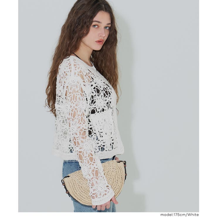 鍵編みノーカラーカーディガン レディース | coca | 詳細画像7 