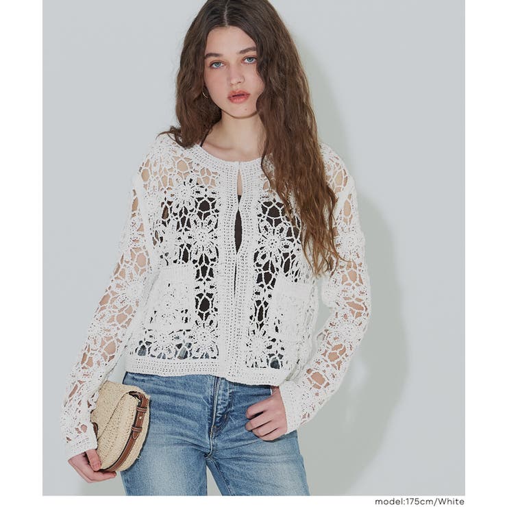 鍵編みノーカラーカーディガン レディース | coca | 詳細画像9 