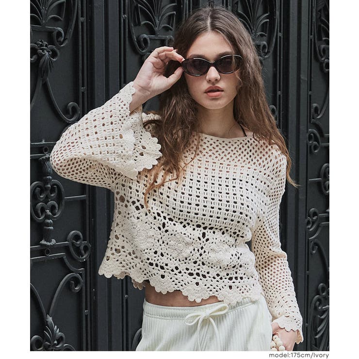 フレアスリーブクロシェニット | coca | 詳細画像12 