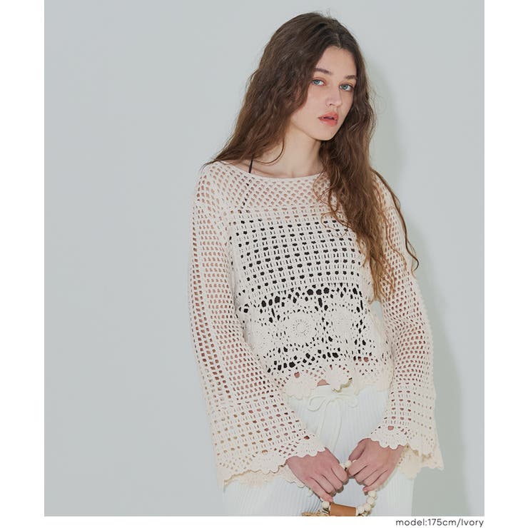 フレアスリーブクロシェニット | coca | 詳細画像7 