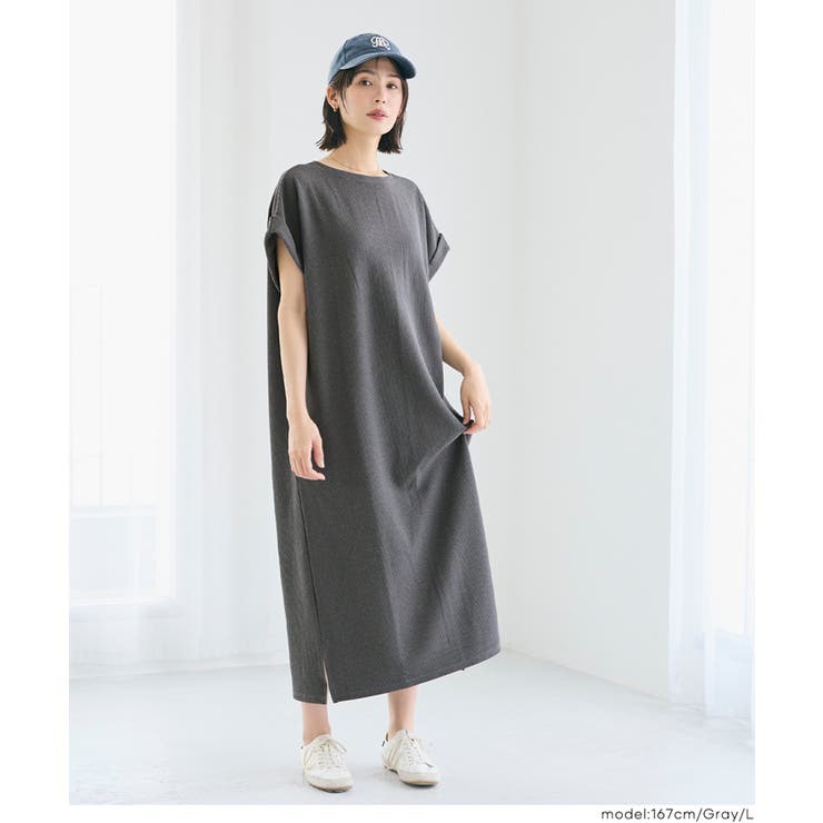 〈26ss新色登場〉エンボスボートネックワンピース【速乾・イージーケア】 | coca | 詳細画像6 