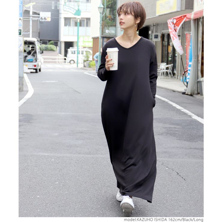 長さ選べるふんわり裏起毛vネックマキシワンピースcocaオリジナル 品番 Pa Coca コカ のレディースファッション通販 Shoplist ショップリスト
