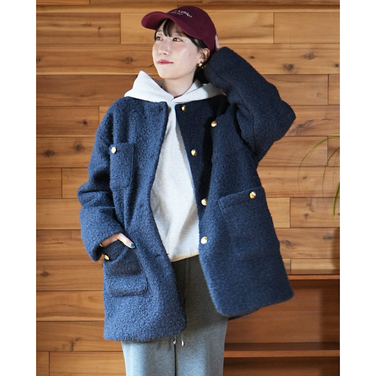 プードル金釦ノーカラーコート | coca | 詳細画像28 