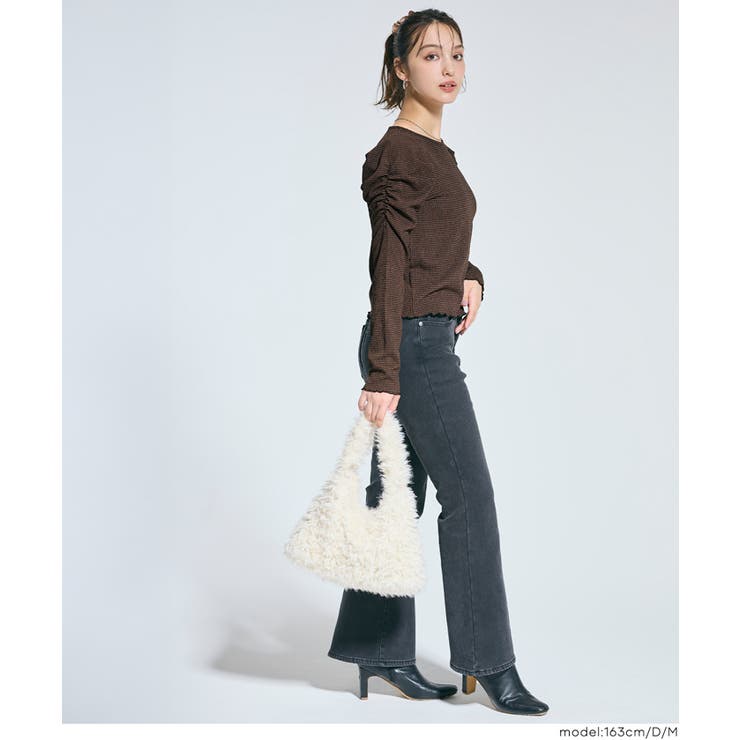 クレープシャーリングパフスリーブトップス | coca | 詳細画像25 