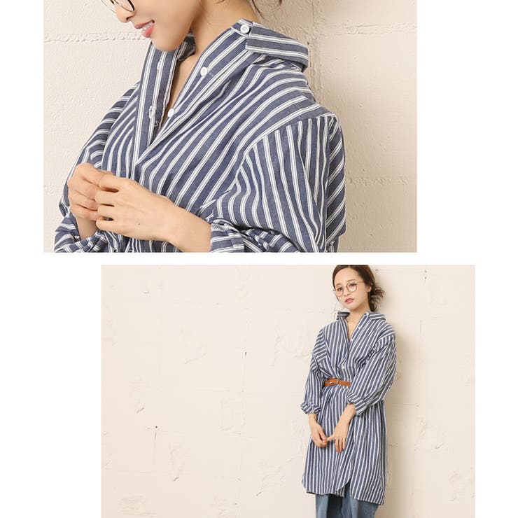 ⭐︎cocoさま専用⭐︎ストライプオーバーサイズシャツ ストライプシャツ オーバーサイズ カラーシャツ[品番