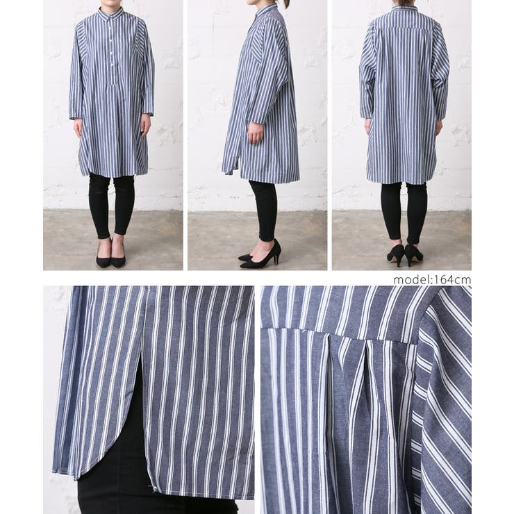 アメリカーナ ワンピース バックロゴ ビッグシルエット ストライプ フリーサイズ オーバーシルエットストライプシャツワンピースcocaオリジナル