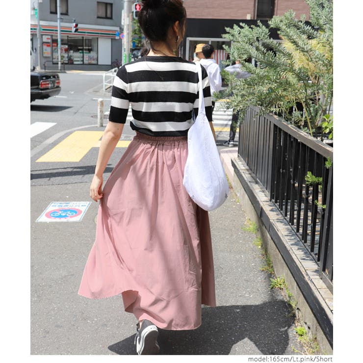 ウエストギャザーピーチスキンフレアスカートcocaオリジナル[品番