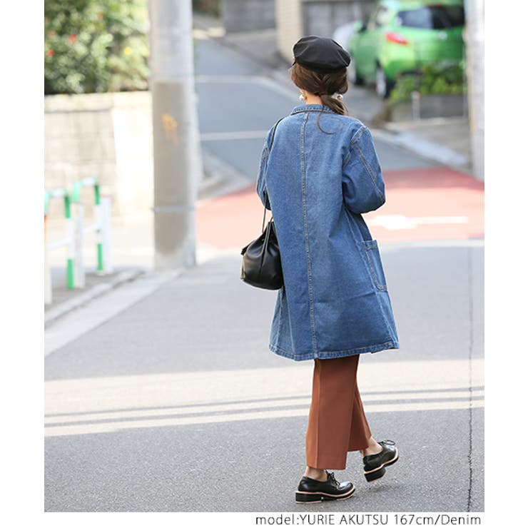 ロングデニムチェスターコートcocaオリジナル 阿久津ゆりえさん着用