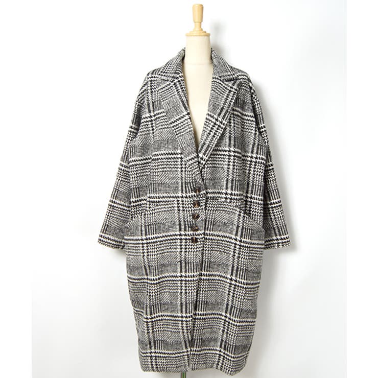 グレンチェックハンサムチェスターコートcocaオリジナル(ロングコート