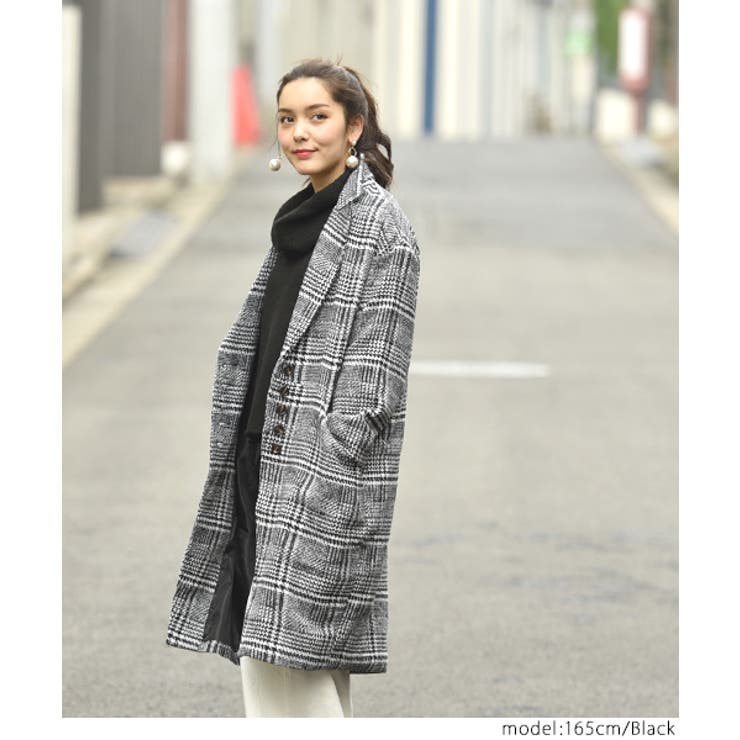 グレンチェックハンサムチェスターコートcocaオリジナル(ロングコート