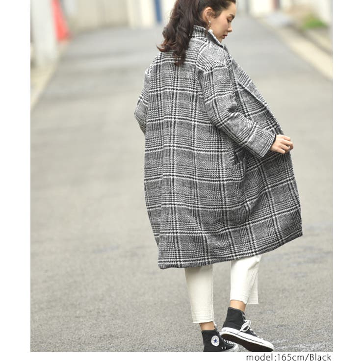 グレンチェックハンサムチェスターコートcocaオリジナル(ロングコート