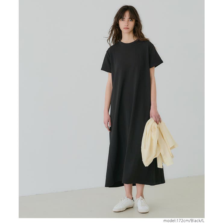 エンボス加工半袖マキシワンピース[品番：PA000008999]｜coca