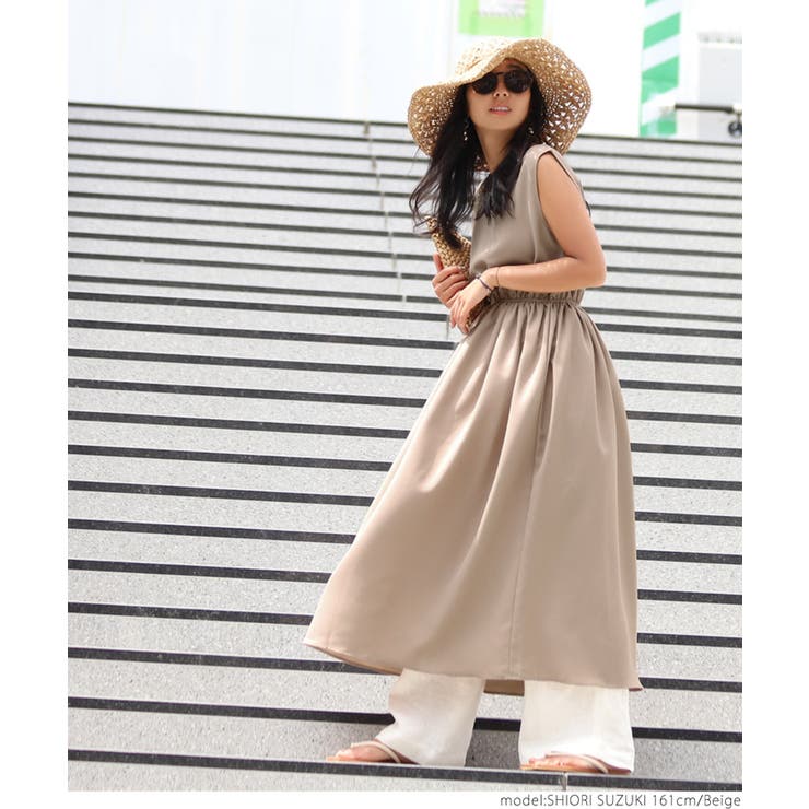 新色登場!シンプル無地ノースリーブワンピースcocaオリジナル