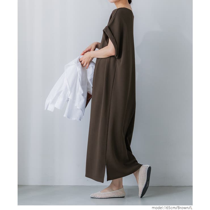 【速乾・イージーケア】エンボスボートネックワンピース | coca | 詳細画像6 