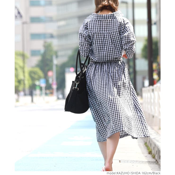 ンガムチェック柄カシュクールワンピースcocaオリジナル 石田一帆さん
